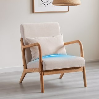 YEEZEE Mid Century Modern Chair - Solid Wood Accent chair with Ergonomic Armrests and Lumbar Pillow YEEZEE Mid Century Modern Chair - Solid Wood Accent chair with Ergonomic Armrests and Lumbar Pillow