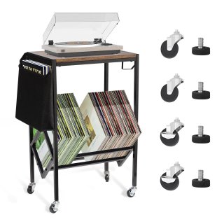 YEEZEE Record Player Stand End Table with Storage - Holds 80 Vinyl Albums, Wheels, Modern Vinyl Shelf for Living Room YEEZEE Record Player Stand End Table with Storage - Holds 80 Vinyl Albums, Wheels, Modern Vinyl Shelf for Living Room